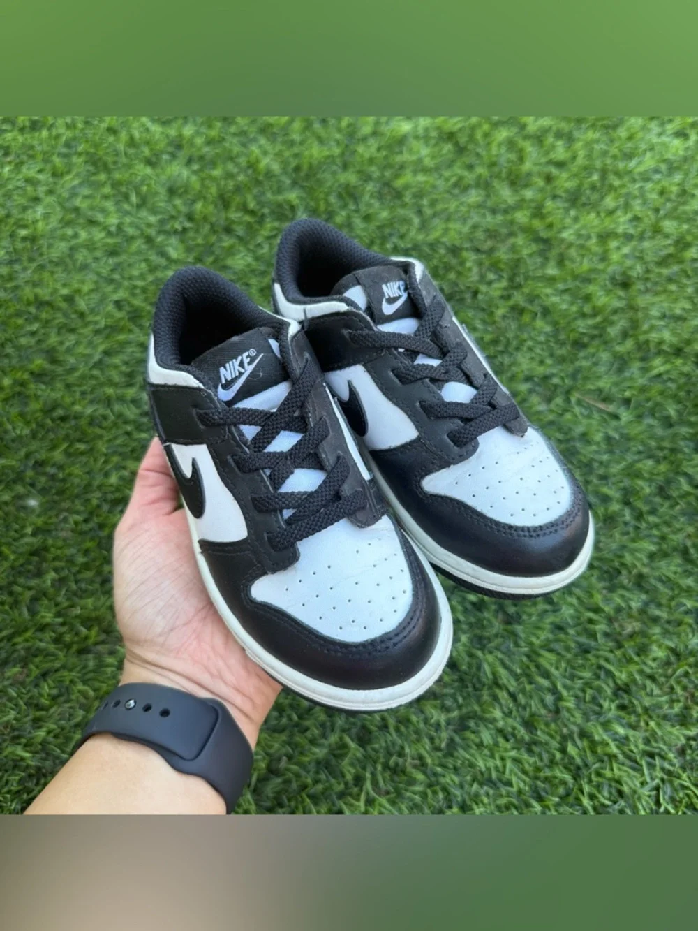 Nike Kids Black and White Low-Top Sneakers with Swoosh